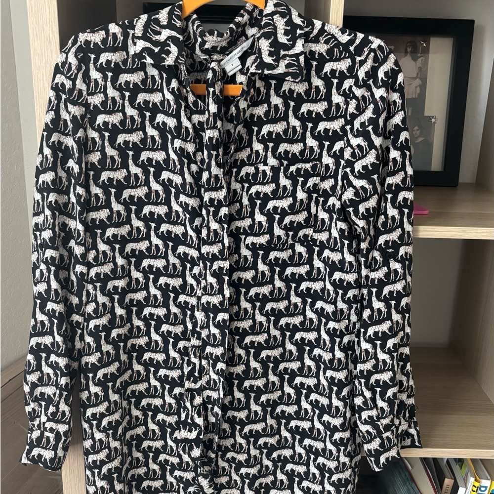 Diane Von Furstenberg opal  safari animal print Dress button down belt silk